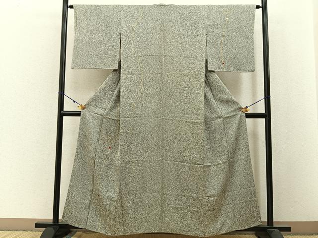 平和屋着物■訪問着 刺繍 紐文 たたき染め 黒地 金彩 正絹 逸品 BAAW9821hj