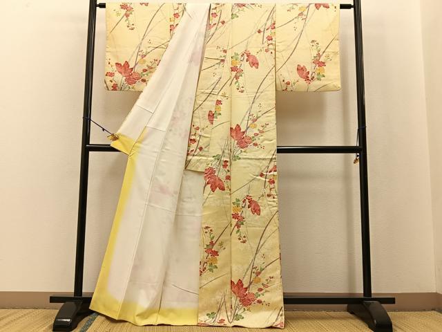 平和屋着物■上質な小紋 花蝶文 正絹 逸品 BAAW9835hj