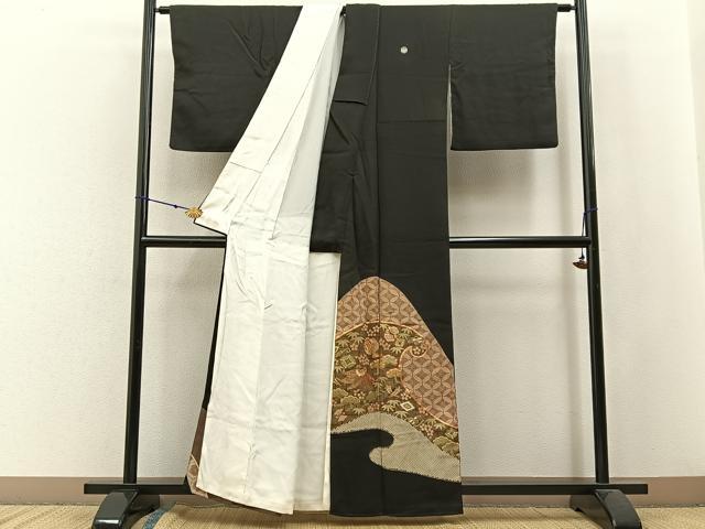 平和屋着物■豪華黒留袖 駒刺繍 松竹梅 宝尽くし 金彩 正絹 逸品 BAAW9846hj