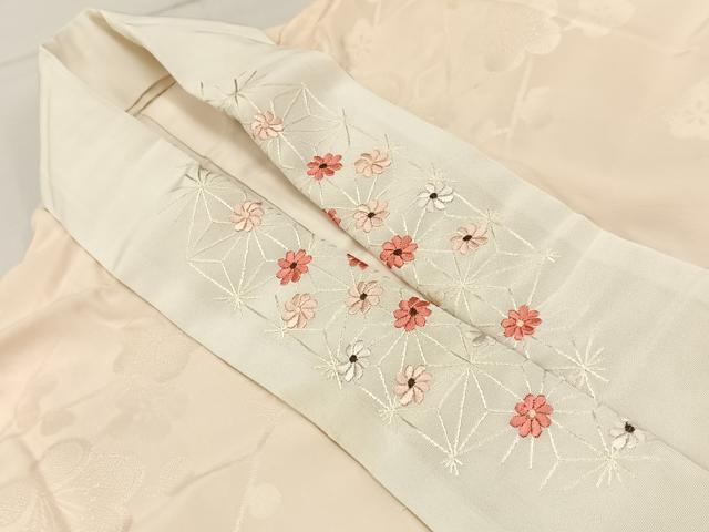 平和屋着物■長襦袢 袷 絞り 枝梅文 半衿刺繍 正絹 逸品 BAAW9850hj