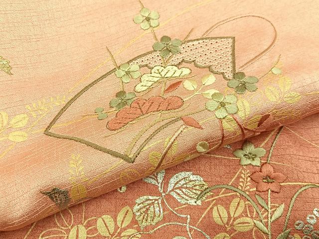 平和屋着物■中国三大刺繍 スワトウ刺繍 訪問着 地紙花文 暈し染め 金銀彩 正絹 逸品 BAAW9858hj