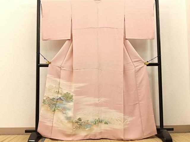 平和屋着物■豪華色留袖 寿光織 風景文 暈し染め 金糸 正絹 逸品 BAAW9859hj