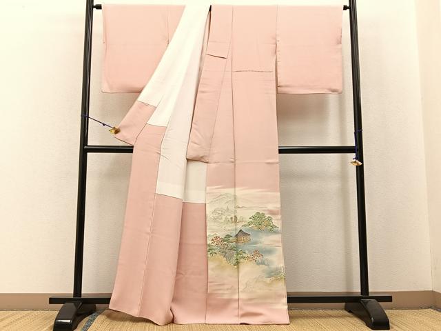 平和屋着物■豪華色留袖 寿光織 風景文 暈し染め 金糸 正絹 逸品 BAAW9859hj