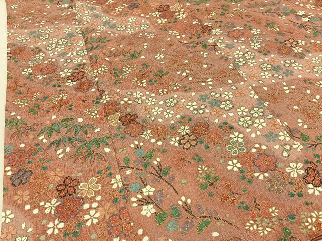 平和屋着物■上質な小紋 ふくれ織 鹿の子舞桜文 金彩 正絹 逸品 BAAW9862hj
