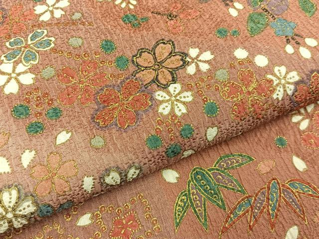 平和屋着物■上質な小紋 ふくれ織 鹿の子舞桜文 金彩 正絹 逸品 BAAW9862hj