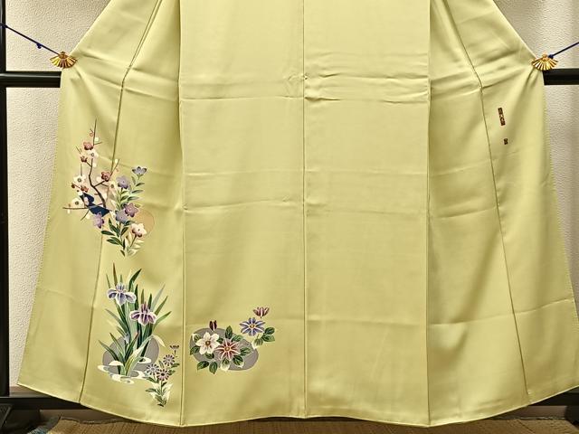 平和屋着物■訪問着 友禅 作家物 草花文 正絹 逸品 BAAW9868hj