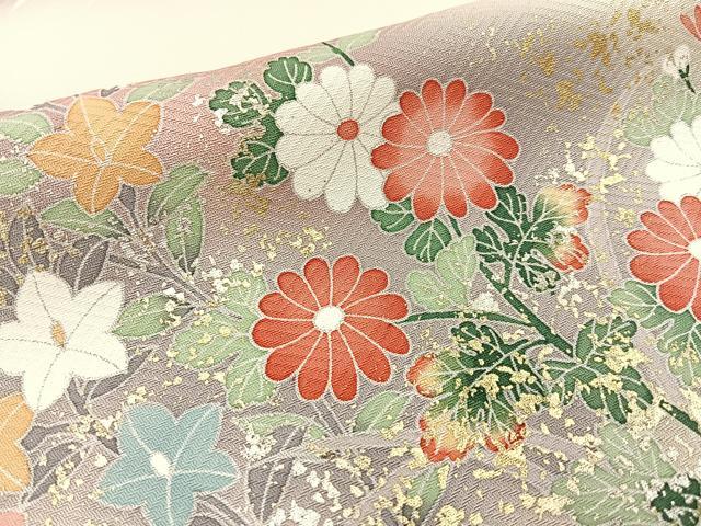 平和屋着物■訪問着 草花文 暈し染め 金銀彩 正絹 逸品 未使用 BAAW9871hj