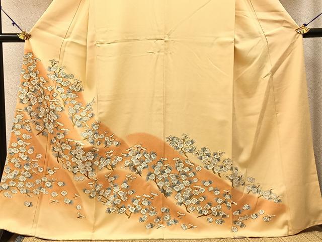 平和屋着物■豪華色留袖 刺繍 菊 暈し染め 金彩 正絹 逸品 BAAW9879hj