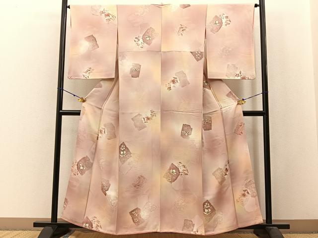 平和屋着物■上質な小紋 地紋起こし 破れ色紙花文 暈し染め 正絹 逸品 BAAW9897hj