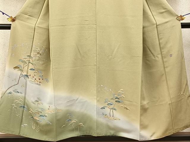 平和屋着物■訪問着 友禅 作家物 松竹梅 風景文 暈し染め 正絹 逸品 BAAW9907hj