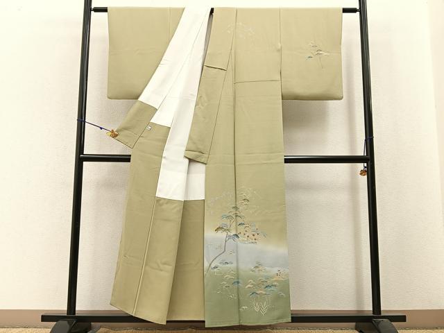 平和屋着物■訪問着 友禅 作家物 松竹梅 風景文 暈し染め 正絹 逸品 BAAW9907hj
