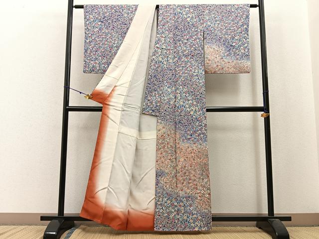平和屋着物■訪問着 草花尽くし 暈し染め 正絹 逸品 BAAW9912hj