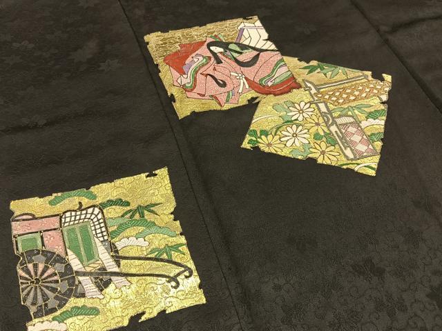 平和屋着物■訪問着 平安人物文 黒地 金彩 正絹 逸品 BAAW9927hj