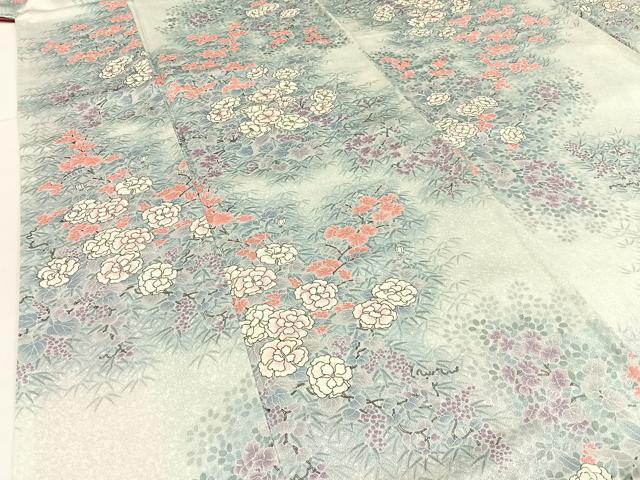 平和屋着物■上質な小紋 草花文 たたき染め 正絹 逸品 BAAW9935hj