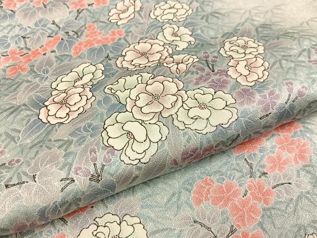 平和屋着物■上質な小紋 草花文 たたき染め 正絹 逸品 BAAW9935hj