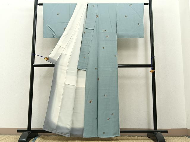 平和屋着物■上質な小紋 七宝花文 金彩 鬼しぼ縮緬 正絹 逸品 BAAW9936hj