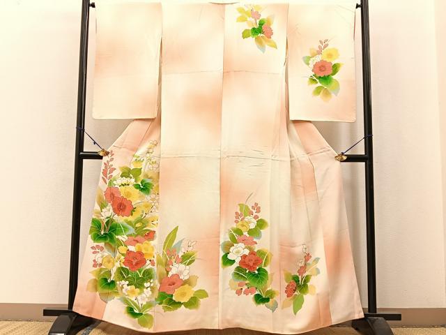 平和屋着物■訪問着 草花文 暈し染め 金彩 正絹 逸品 BAAW9948hj