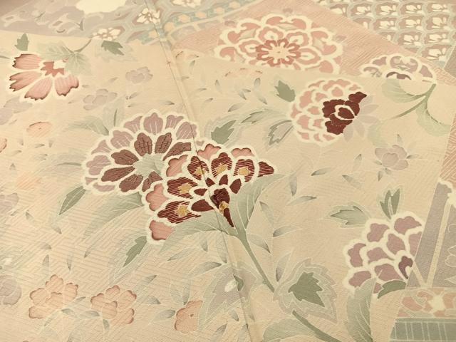 平和屋着物■豪華色留袖 刺繍 切嵌花唐草文 銀糸 正絹 逸品 BAAW9954hj