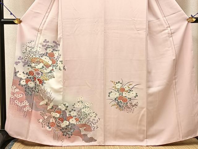平和屋着物■訪問着 飛鶴地紙花文 暈し染め 金彩 正絹 逸品 BAAW9957hj