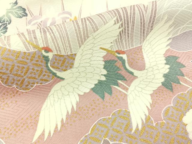 平和屋着物■訪問着 飛鶴地紙花文 暈し染め 金彩 正絹 逸品 BAAW9957hj