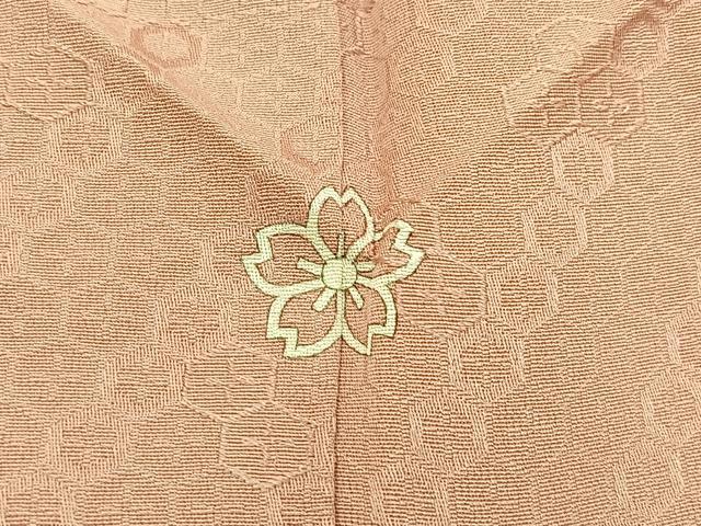 平和屋着物■上質な色無地 吉祥花地紋 赤香色 正絹 逸品 未使用 BAAW9969hj