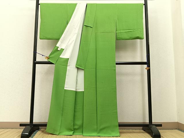 平和屋着物■上質な色無地 薄萌黄色 正絹 逸品 BAAW9971hj
