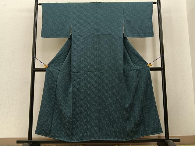 平和屋着物■上質な小紋 よろけ縞 革色 正絹 逸品 未使用 BAAW9976hj
