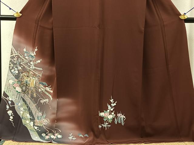 平和屋着物■訪問着 御所車花文 暈し染め 金彩 ロング丈 正絹 逸品 BAAW9978hj