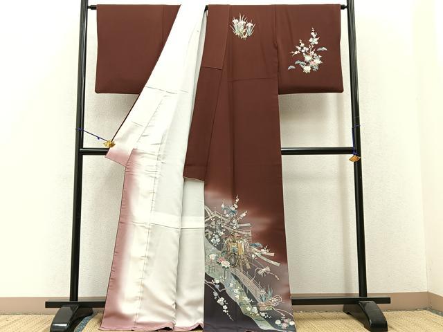 平和屋着物■訪問着 御所車花文 暈し染め 金彩 ロング丈 正絹 逸品 BAAW9978hj