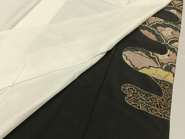 平和屋着物■豪華黒留袖 駒刺繍 飛鶴正倉院花文 金彩 正絹 逸品 BAAW9985hj