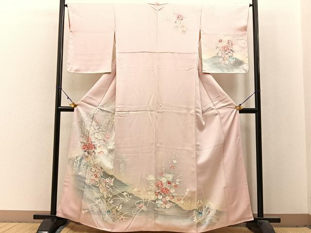平和屋着物■訪問着 刺繍 花車文 暈し染め 正絹 逸品 BAAW9988hj