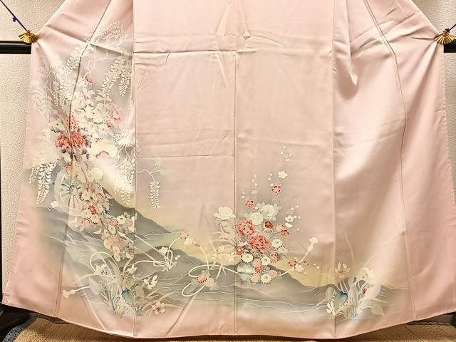 平和屋着物■訪問着 刺繍 花車文 暈し染め 正絹 逸品 BAAW9988hj