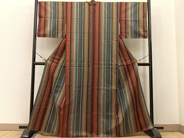 平和屋着物■上質な小紋 縞 正絹 逸品 BAAW9992hj
