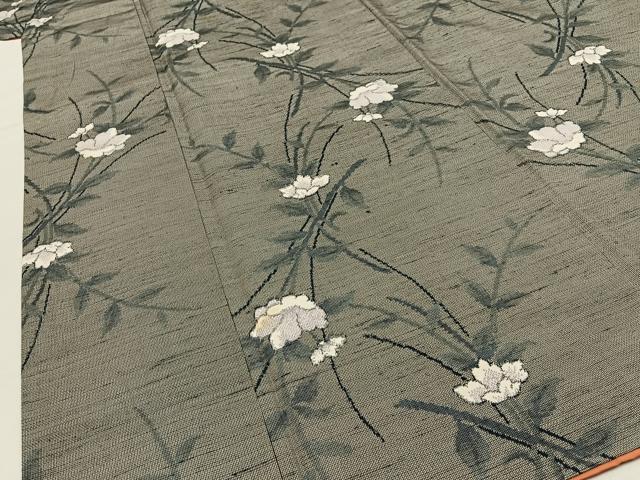 平和屋着物■上質な紬 草花文 正絹 逸品 BAAW9996hj