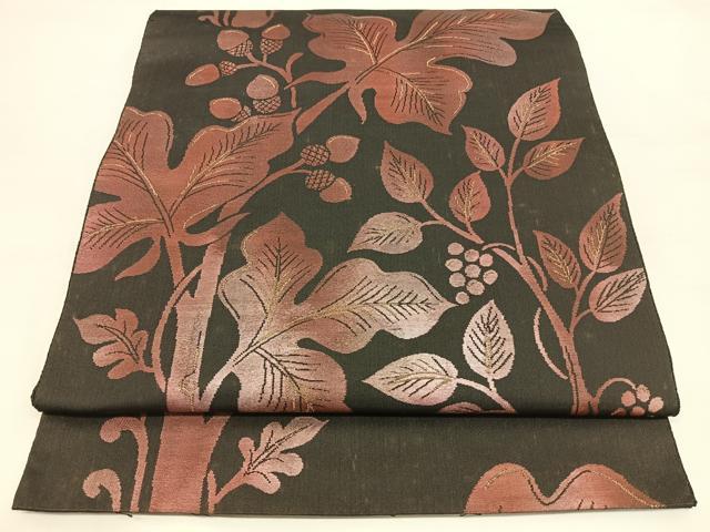 平和屋着物◎六通柄袋帯 草花文 金糸 正絹 逸品 BAAX0007qw