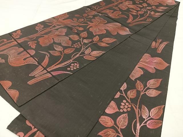 平和屋着物◎六通柄袋帯 草花文 金糸 正絹 逸品 BAAX0007qw