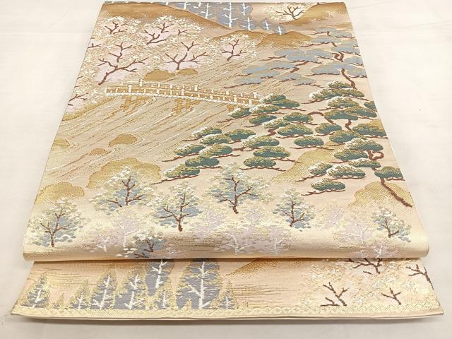 平和屋着物◎六通柄袋帯 嵐山 金銀糸 正絹 逸品 BAAX0024qw