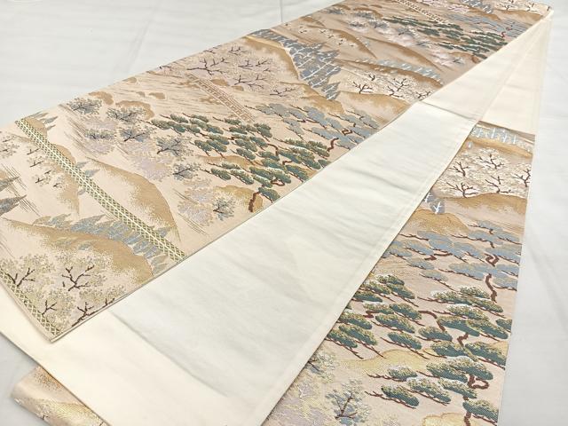 平和屋着物◎六通柄袋帯 嵐山 金銀糸 正絹 逸品 BAAX0024qw