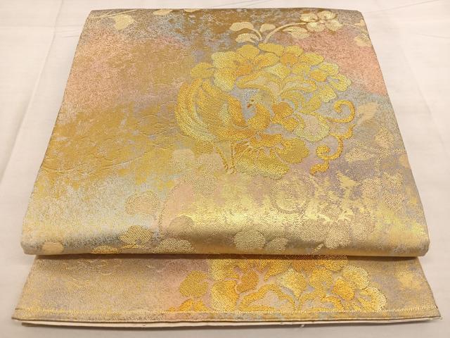 平和屋着物◎六通柄袋帯 唐織 花鳥唐草文 金銀糸 正絹 逸品 BAAX0026qw