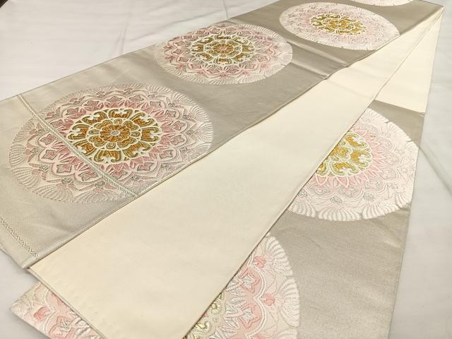 平和屋着物◎六通柄袋帯 唐織 正倉院花文 金銀糸 正絹 逸品 BAAX0027qw