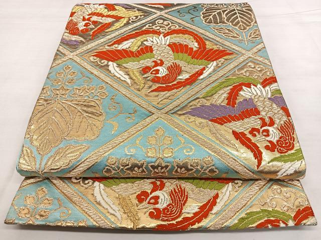平和屋着物◎六通柄袋帯 唐織 都緞子 金銀糸 正絹 逸品 BAAX0046qw