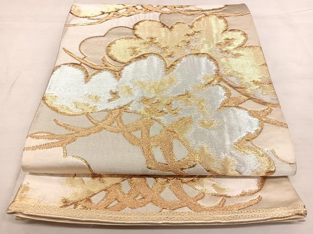 平和屋着物◎西陣 服部織物謹製 六通柄袋帯 唐織 白鳥緞子 松文 金銀糸 正絹 逸品 BAAX0062qw