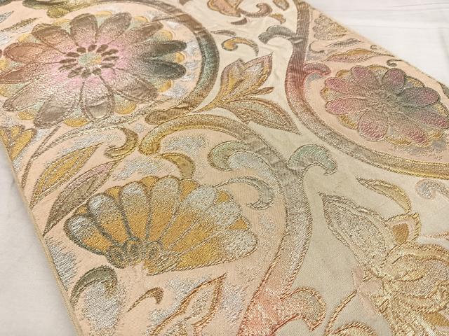 平和屋着物◎六通柄袋帯 花唐草文 金銀糸 正絹 逸品 BAAX0066qw