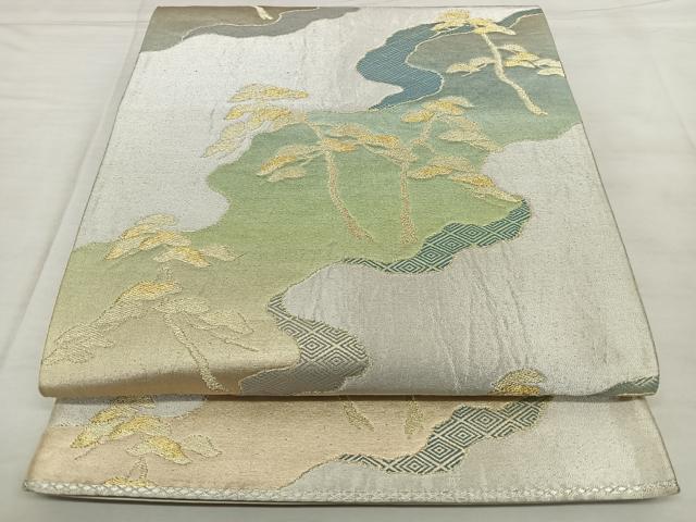 平和屋着物◎西陣 六通柄袋帯 唐織 枝松文 金銀糸 証紙付き 正絹 逸品 BAAX0085qw