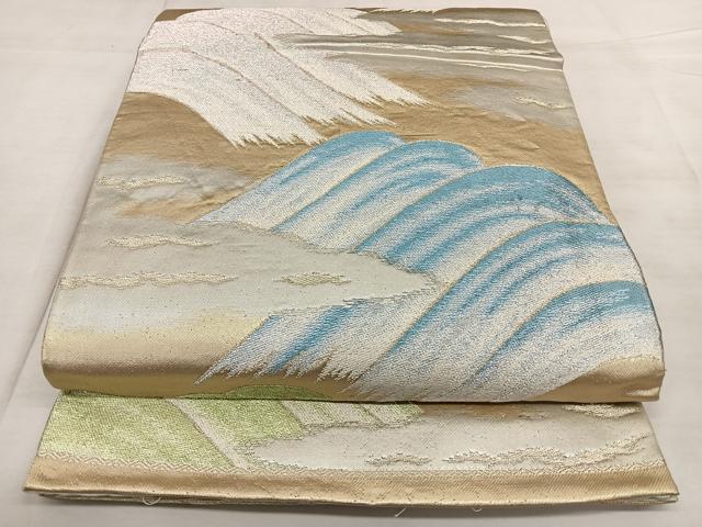 平和屋着物◎六通柄袋帯 唐織 遠山文 金銀糸 正絹 逸品 BAAX0100qw
