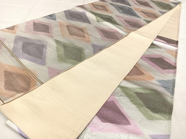 平和屋着物◎六通柄袋帯 菱重ね文 引箔 正絹 逸品 BAAX0105qw