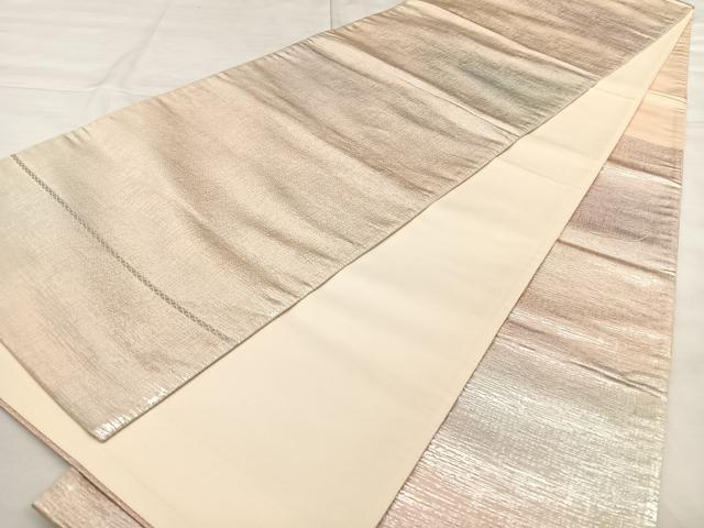 平和屋着物◎六通柄袋帯 霞文 銀糸 正絹 逸品 BAAX0141qw