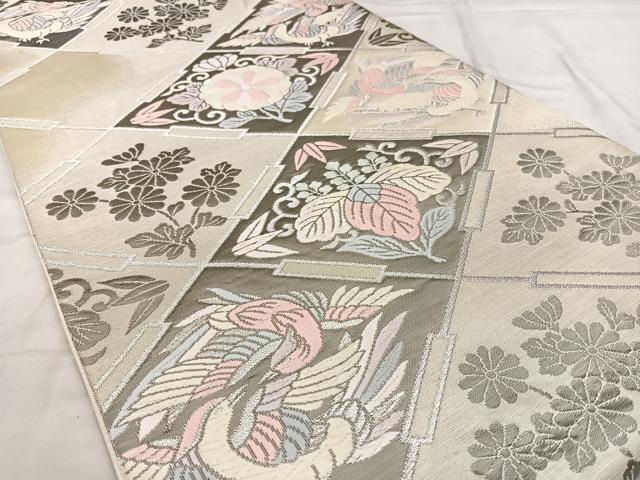 平和屋着物◎六通柄袋帯 唐織 寿花菱紋 純プラチナ箔 正絹 逸品 BAAX0151qw
