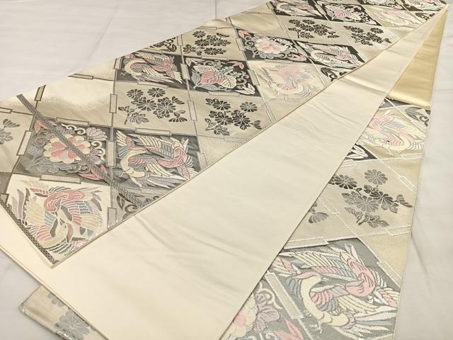 平和屋着物◎六通柄袋帯 唐織 寿花菱紋 純プラチナ箔 正絹 逸品 BAAX0151qw
