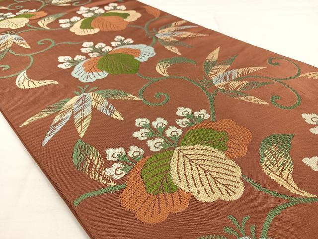 平和屋着物◎六通柄 京袋帯 本袋帯 唐織 桐唐草文 正絹 逸品 BAAX0194qw